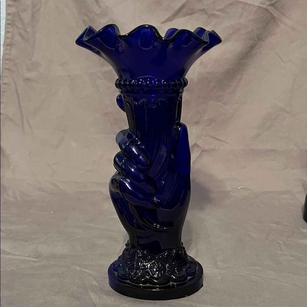 Vintage Victorian Cobalt Blue Hand Vase